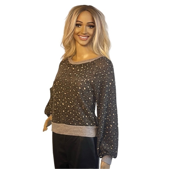 Good Luck Gem Brown and Gray Animal Print Sweater - Picture 1 of 9